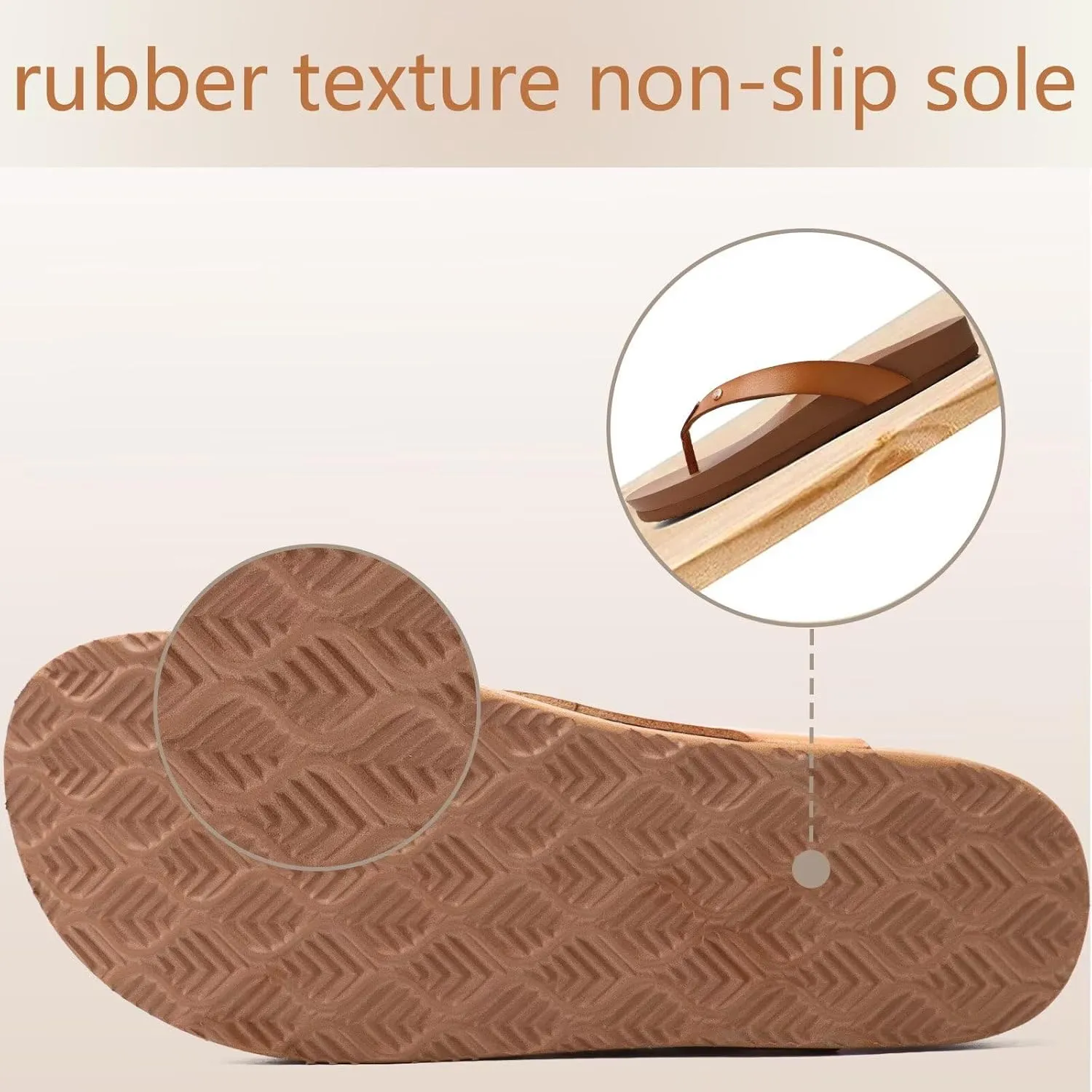 ONCAI Womens Flip Flops For Women Comfortable Leather Strap Yoga Mat Non-Slip Women's Thong Sandal Casual Summer Beach Slippers With Arch Support