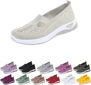 Orthopedic Shoes for Women Mesh Walking Shoes Breathable Non-Slip Slip On Loafers Lightweight Memory Foam Flat Sneakers