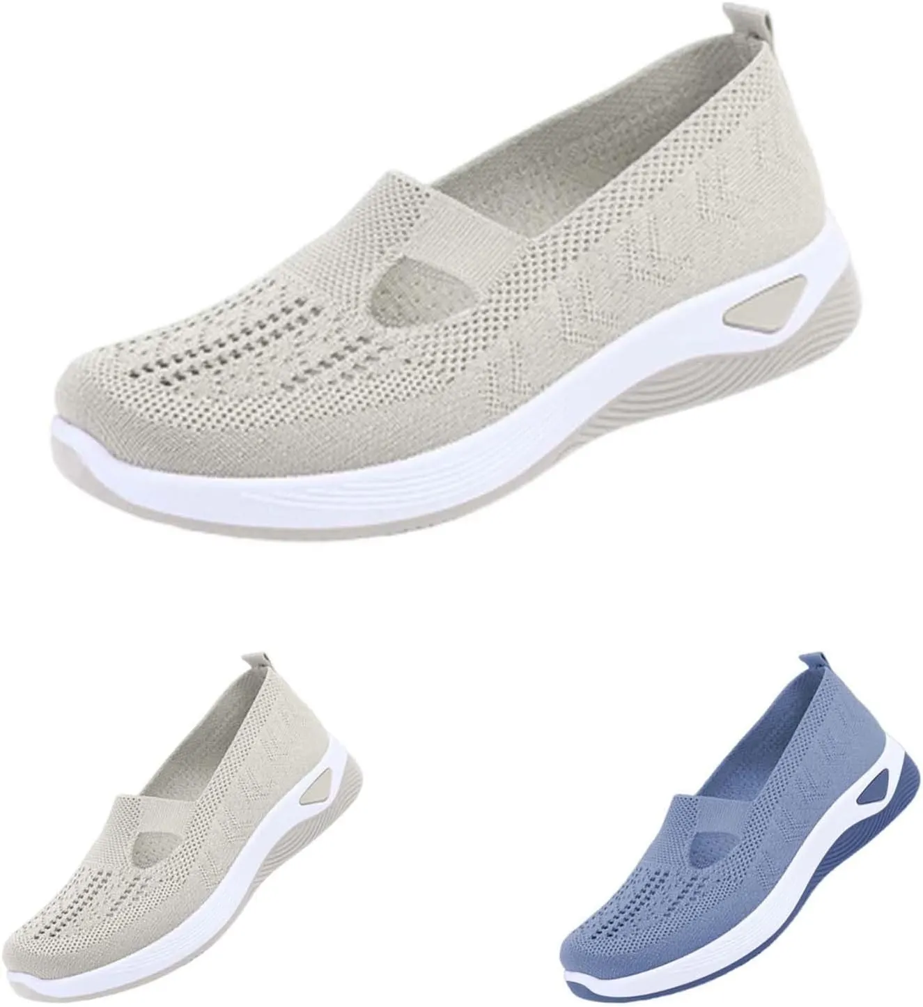 Orthopedic Shoes for Women Mesh Walking Shoes Breathable Non-Slip Slip On Loafers Lightweight Memory Foam Flat Sneakers