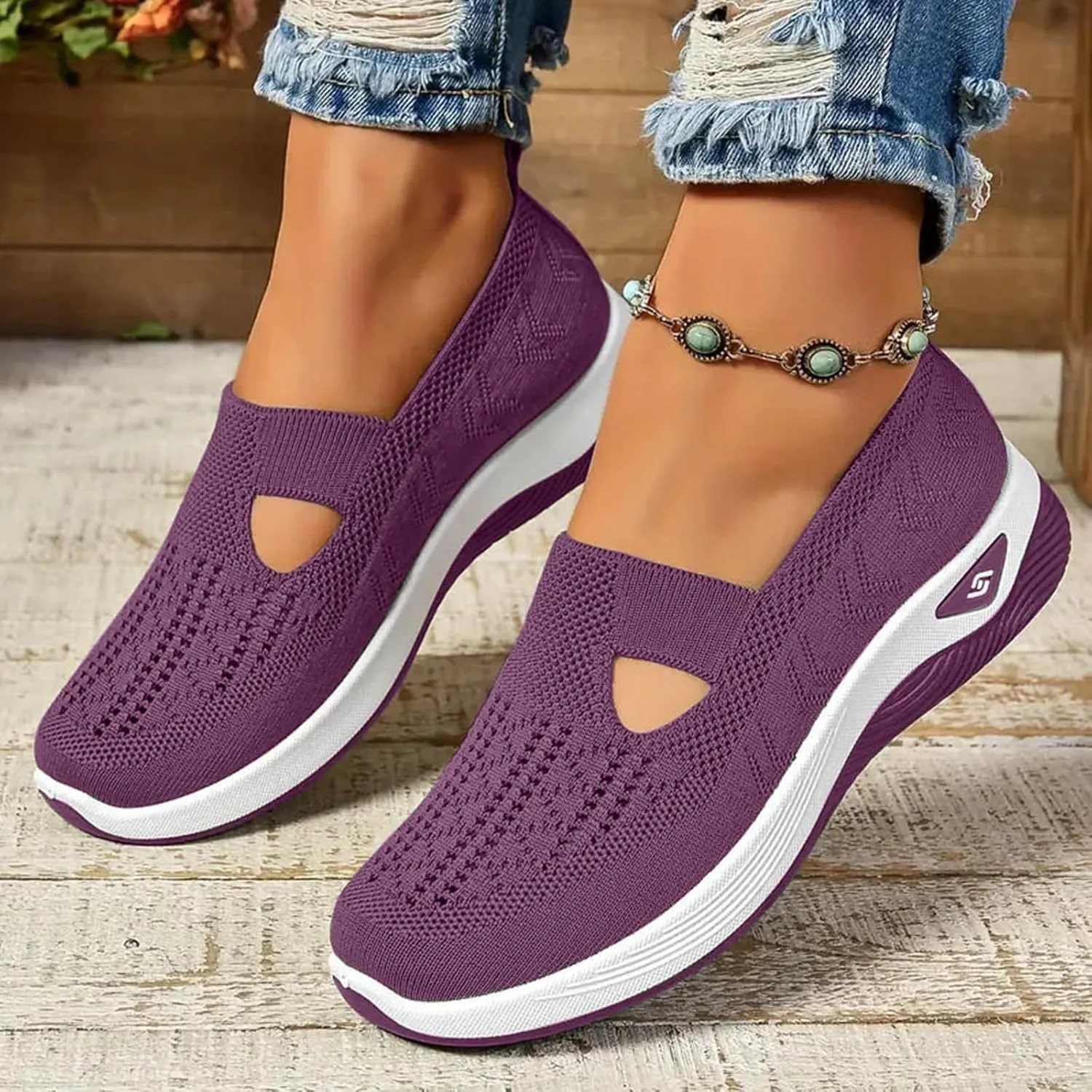 Orthopedic Shoes for Women Slip on Sneakers Shoes Woven Arch Support Breathable Soft Sole Diabetic Walking Shoes Comfort Non Slip Work Sneakers