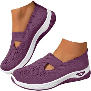Orthopedic Shoes for Women Slip on Sneakers Shoes Woven Arch Support Breathable Soft Sole Diabetic Walking Shoes Comfort Non Slip Work Sneakers