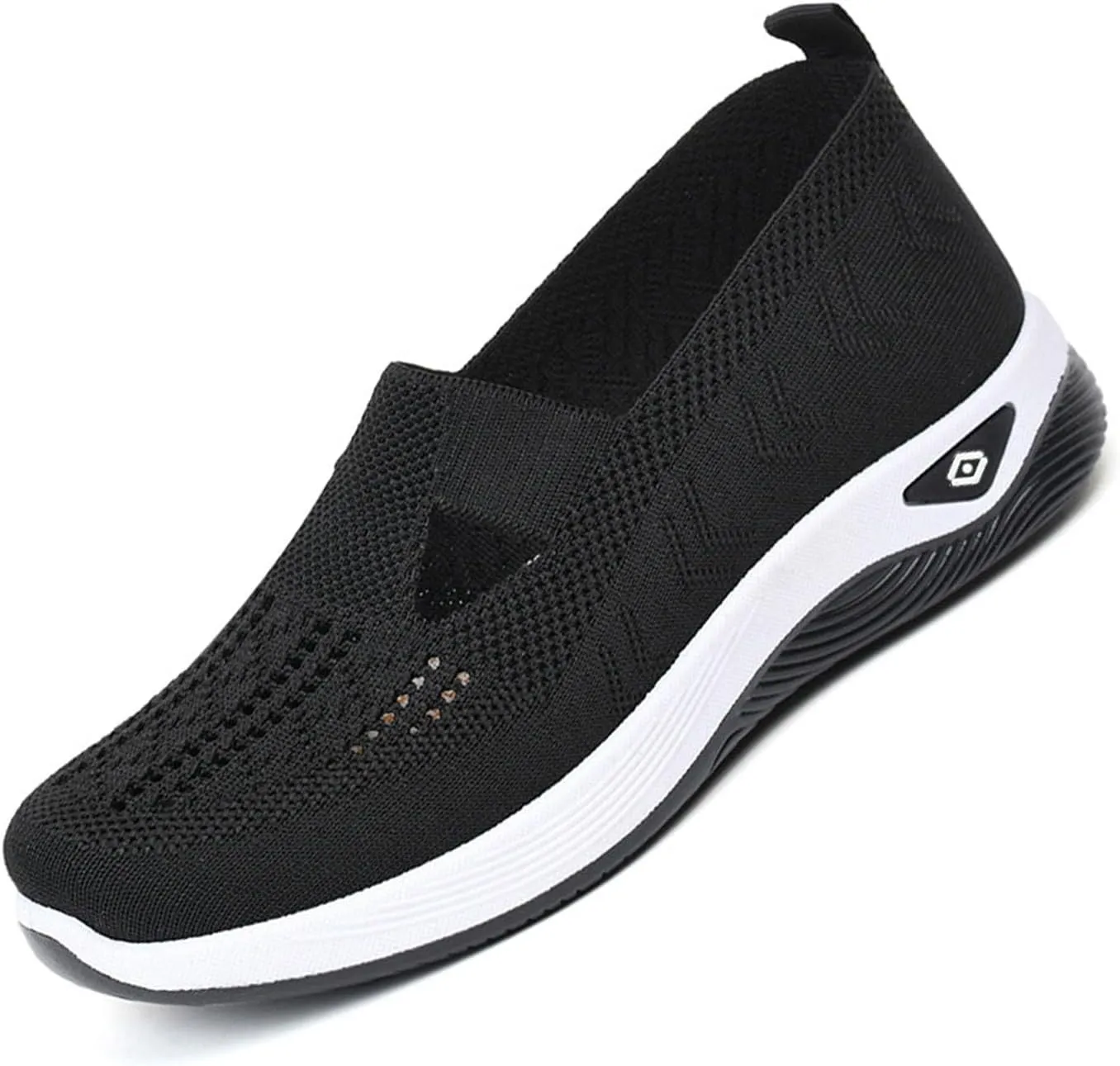 Orthowalkway Womens Shoes,Breathable Sneakers Slip On Comfortable Knitted Lightweight Flat Walking Shoes with Soft Cushion