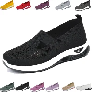 Orthowalkway Womens Shoes,Orthopedic Platform Loafers Slip-On Lightweight Flat Soft Breathable Knitted Sneakers