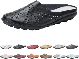 Owlkay Shoes for Women，Hollow Flats Slip-on Summer Slippers,Casual All Match Flats Slippers