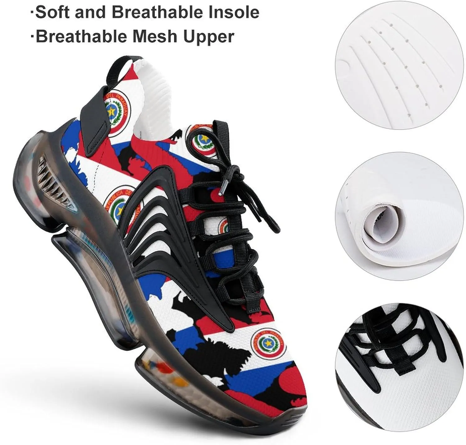 Paraguay Flag Crocodile Alligator Mens Running Shoes Breathable Sneakers Non-Slip Sports Walking Shoe