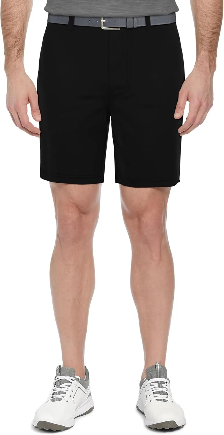 PGA TOUR Men's 8" Solid Performance Pull-on Golf Shorts with Stretch Waistband, Moisture-Wicking, Sun Protection