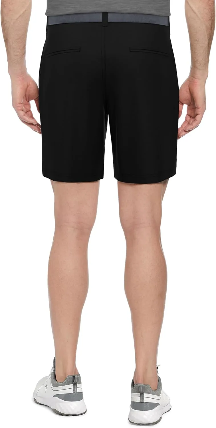 PGA TOUR Men's 8" Solid Performance Pull-on Golf Shorts with Stretch Waistband, Moisture-Wicking, Sun Protection