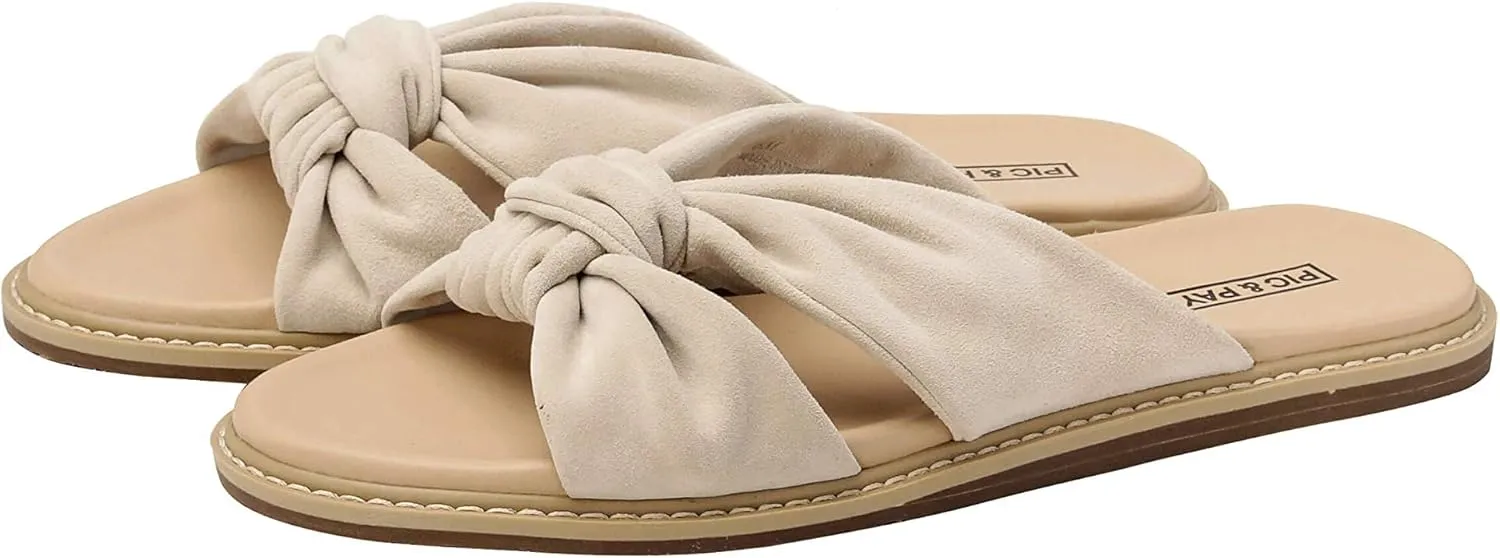 Pic & Pay - Cadie - Slip On Flat Suede Sandal with Knotted Upper