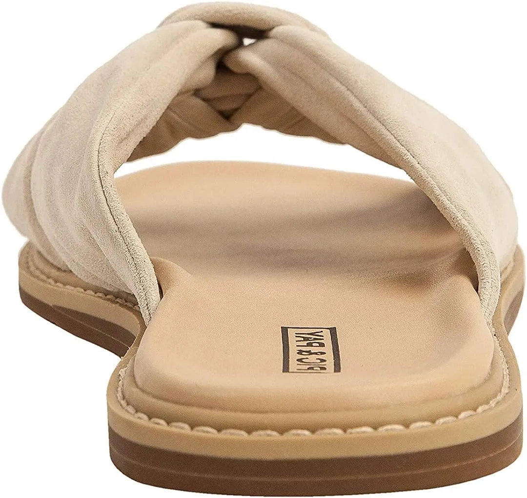 Pic & Pay - Cadie - Slip On Flat Suede Sandal with Knotted Upper