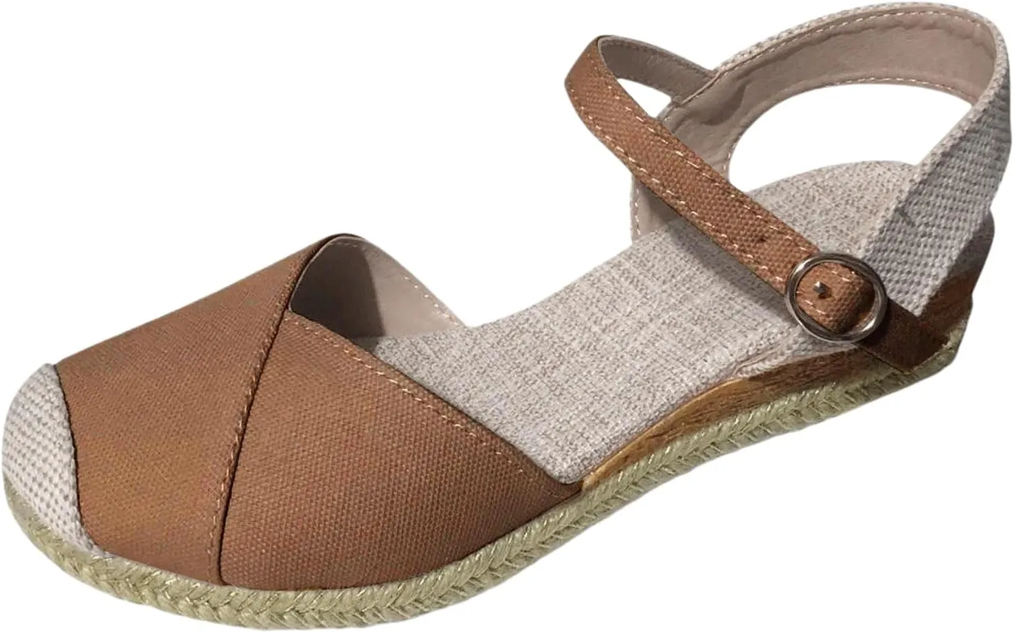 Platform Wedge Sandals for Women Summer Dressy Color Block Ankle Strap Closed Toe Espadrille Wedge Sandals Casual Beach Shoes