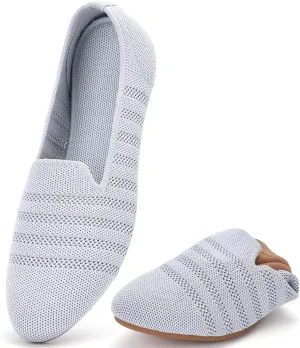 poemlady Women’s Ballet Flat Dress Knit Round Toe Slip On Ballerina Walking Shoes for Womam Casual Comfort Soft