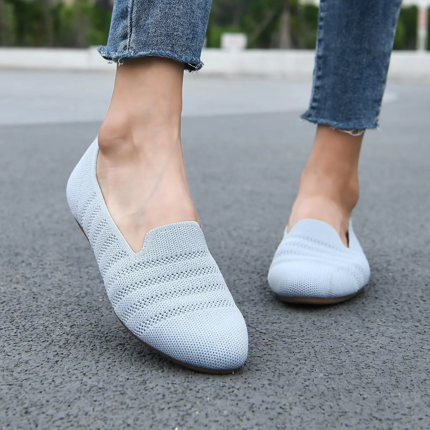 poemlady Women’s Ballet Flat Dress Knit Round Toe Slip On Ballerina Walking Shoes for Womam Casual Comfort Soft