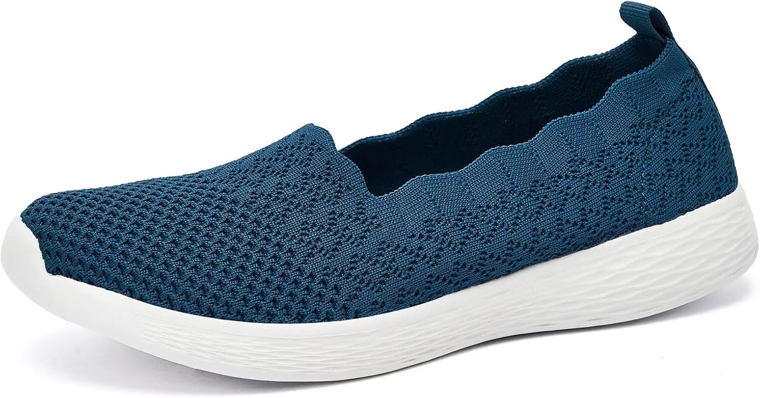 poemlady Women's Slip on Loafer Shoes - Mesh Casual Ballet Flat Nurse Walking Sneakers Knit Round Toe Casual Memory Foam Shoes 2235