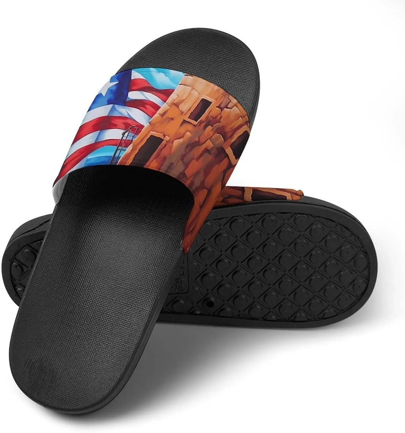 PR State Coastal Flag Men's Slide Sandal Non Slip Shower Shoes Bathroom Slippers for Pool Beach