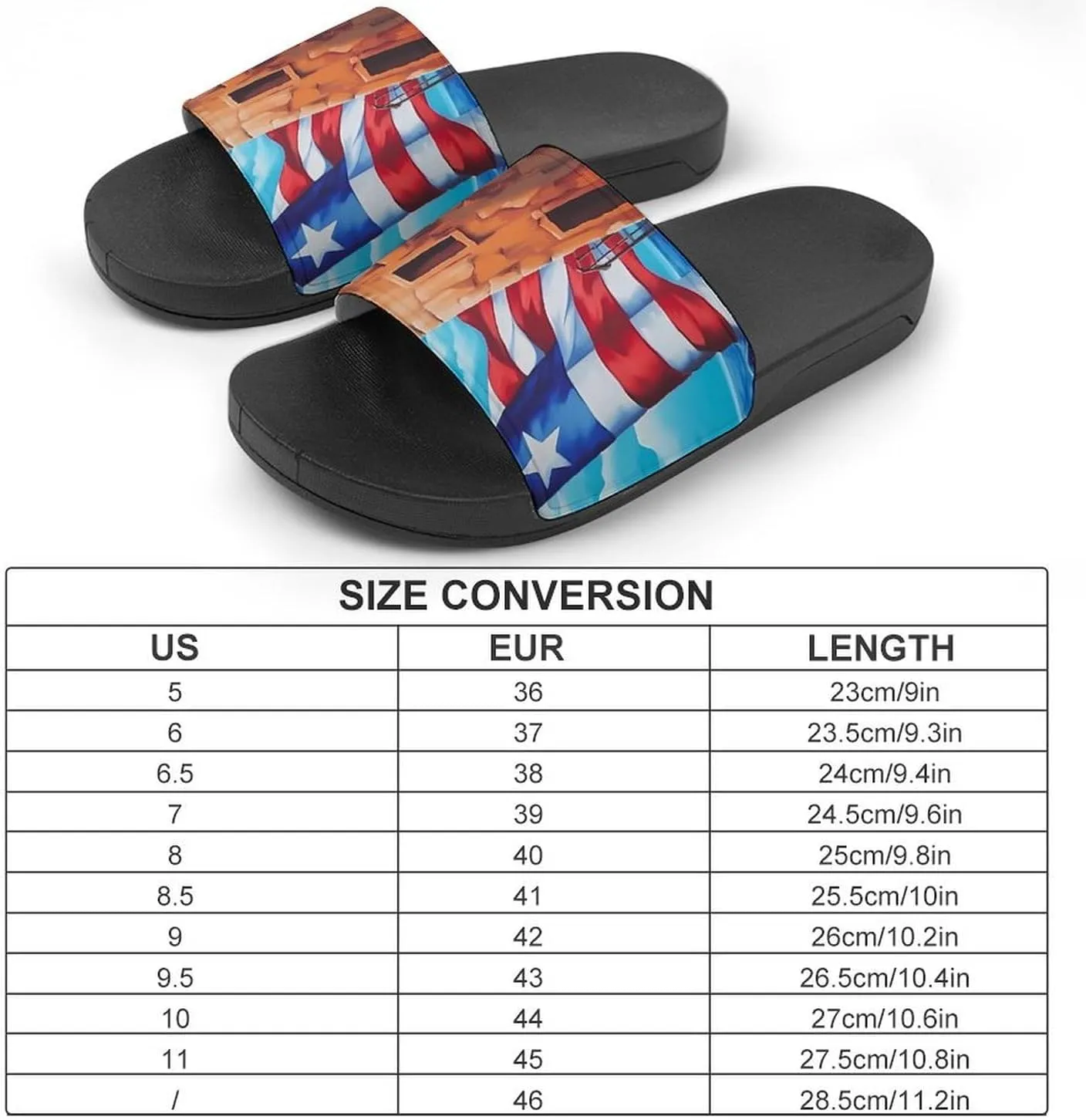 PR State Coastal Flag Men's Slide Sandal Non Slip Shower Shoes Bathroom Slippers for Pool Beach