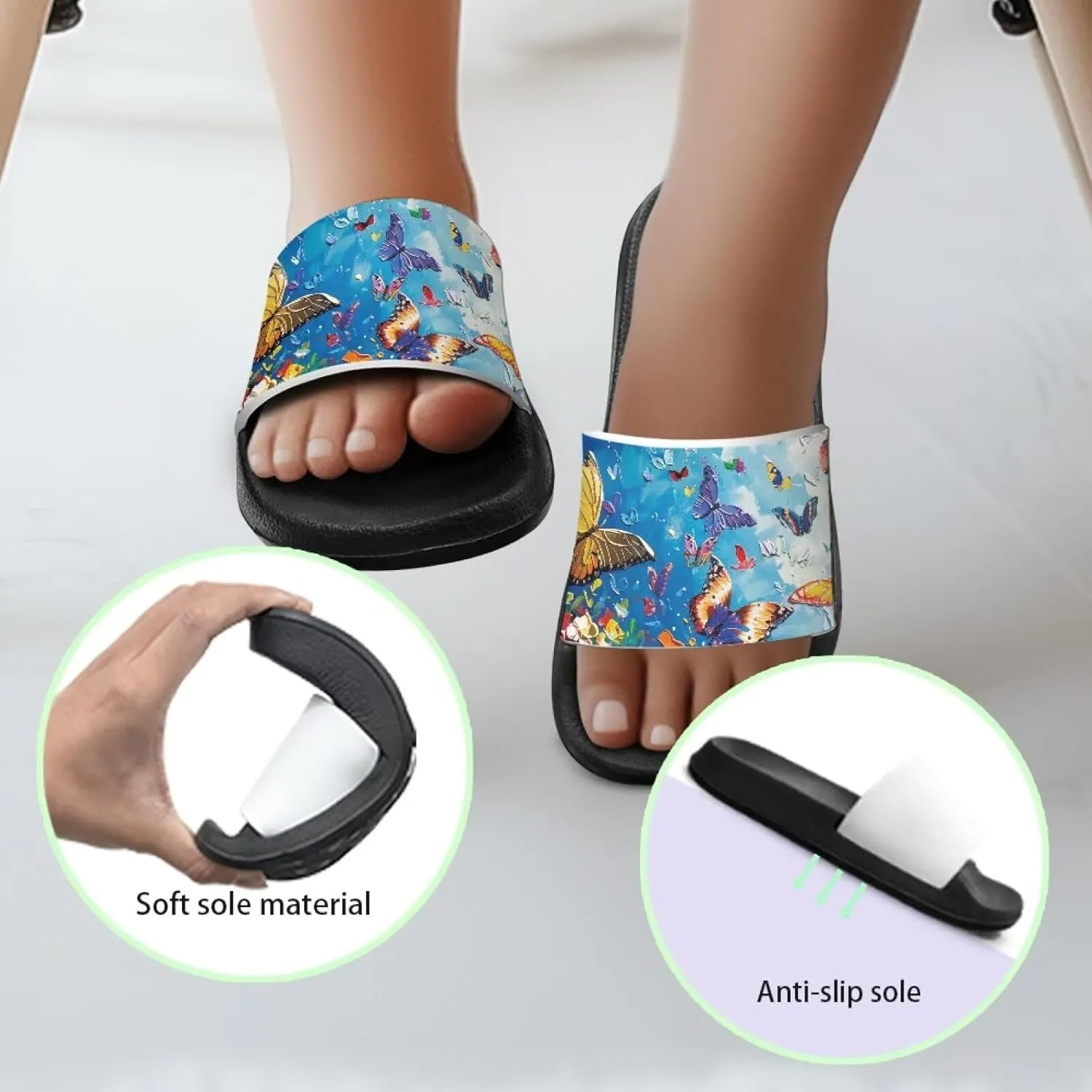 Quick-Dry EVA Kids Sandals Non-Slip Lightweight Slides for Bathroom Pool & Outdoor Play for Little/Big Kids Size 11-3