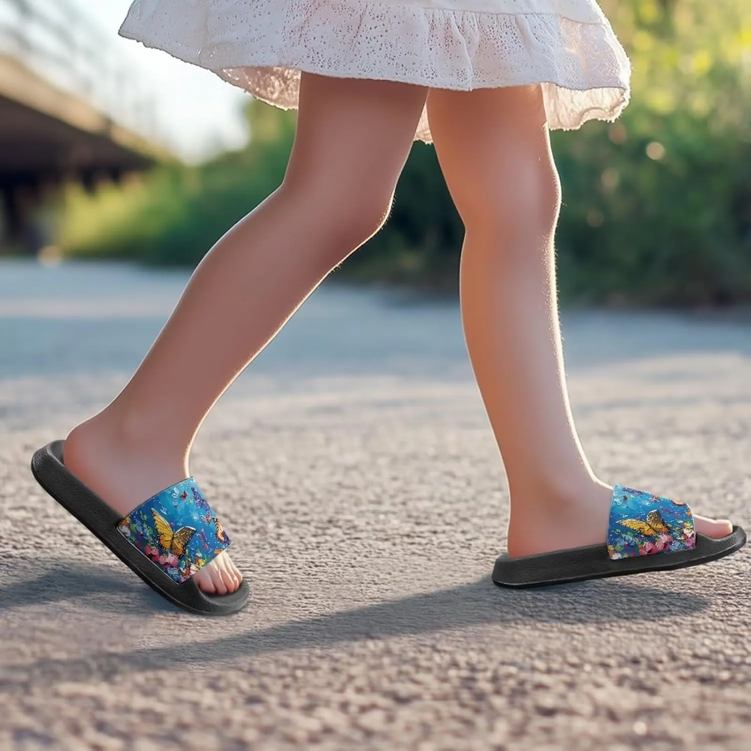 Quick-Dry EVA Kids Sandals Non-Slip Lightweight Slides for Bathroom Pool & Outdoor Play for Little/Big Kids Size 11-3