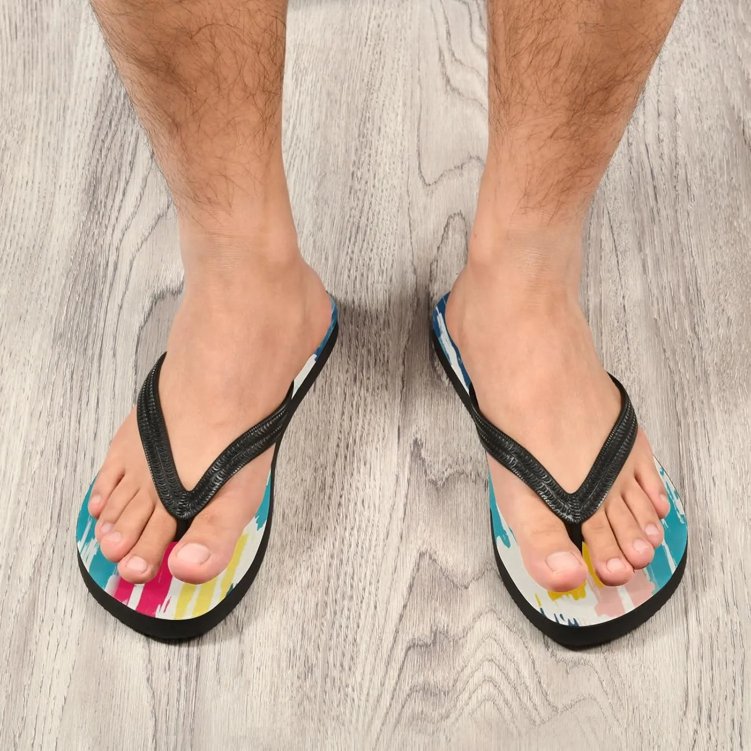 Rainbow Stripe Flip Flop Beach Summer Casual Sandal for Women & Men Shower Shoes XS