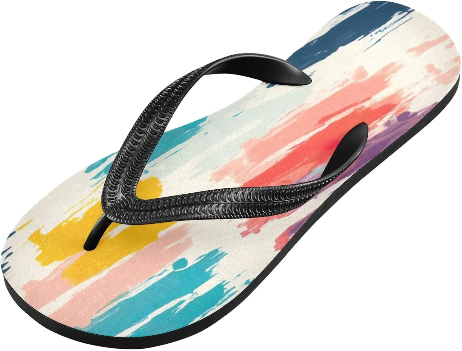 Rainbow Stripe Flip Flop Beach Summer Casual Sandal for Women & Men Shower Shoes XS