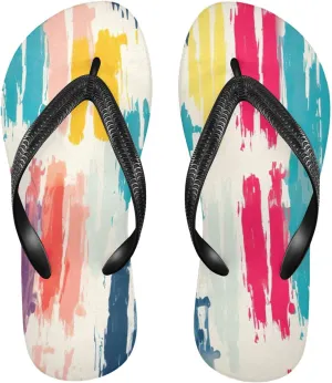Rainbow Stripe Flip Flop Beach Summer Casual Sandal for Women & Men Shower Shoes XS