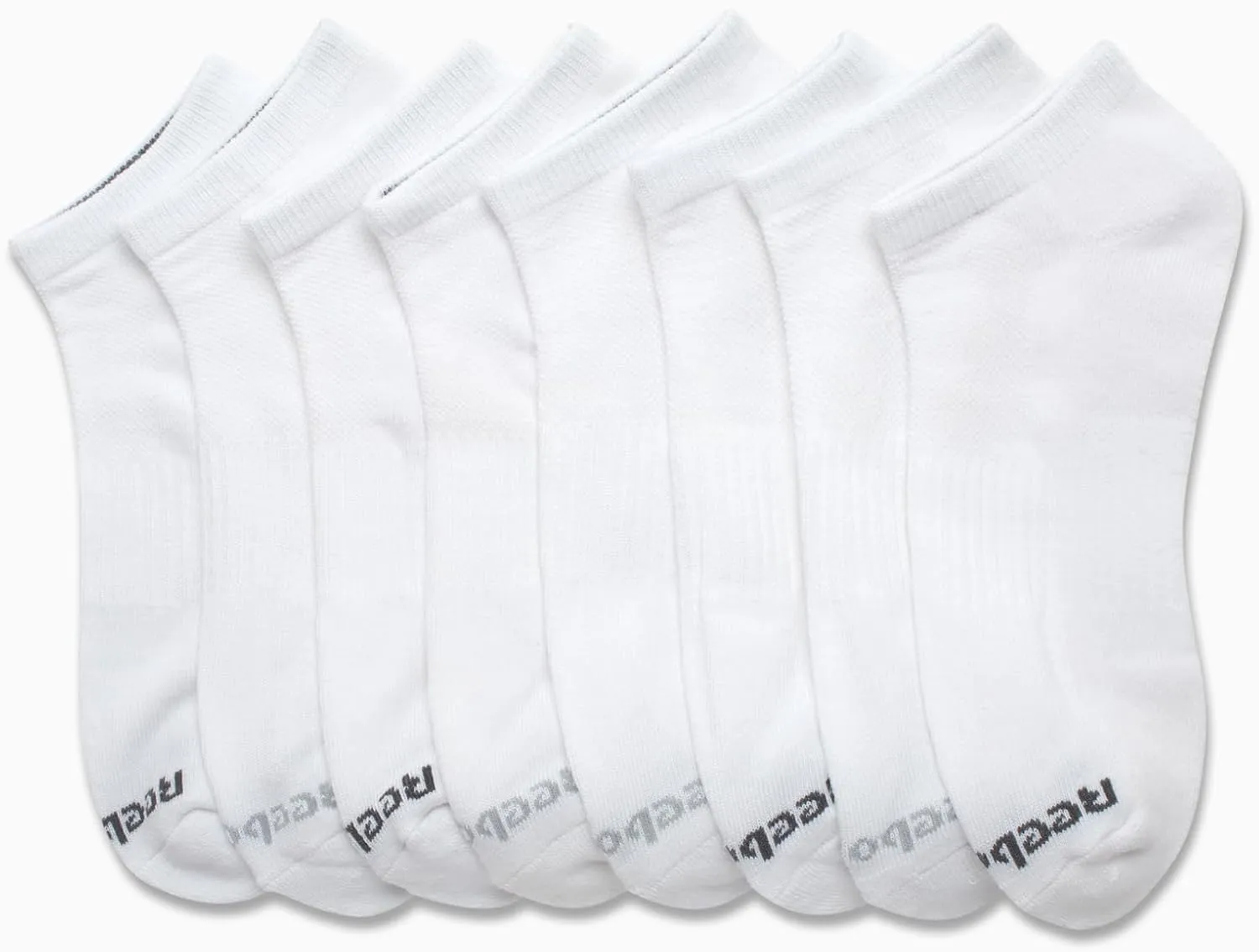 Reebok Mens Low Cut Socks - 8 Pack Stretch Performance Basic No Show - Flat Athletic Socks for Men (Shoe Size 6-12.5)