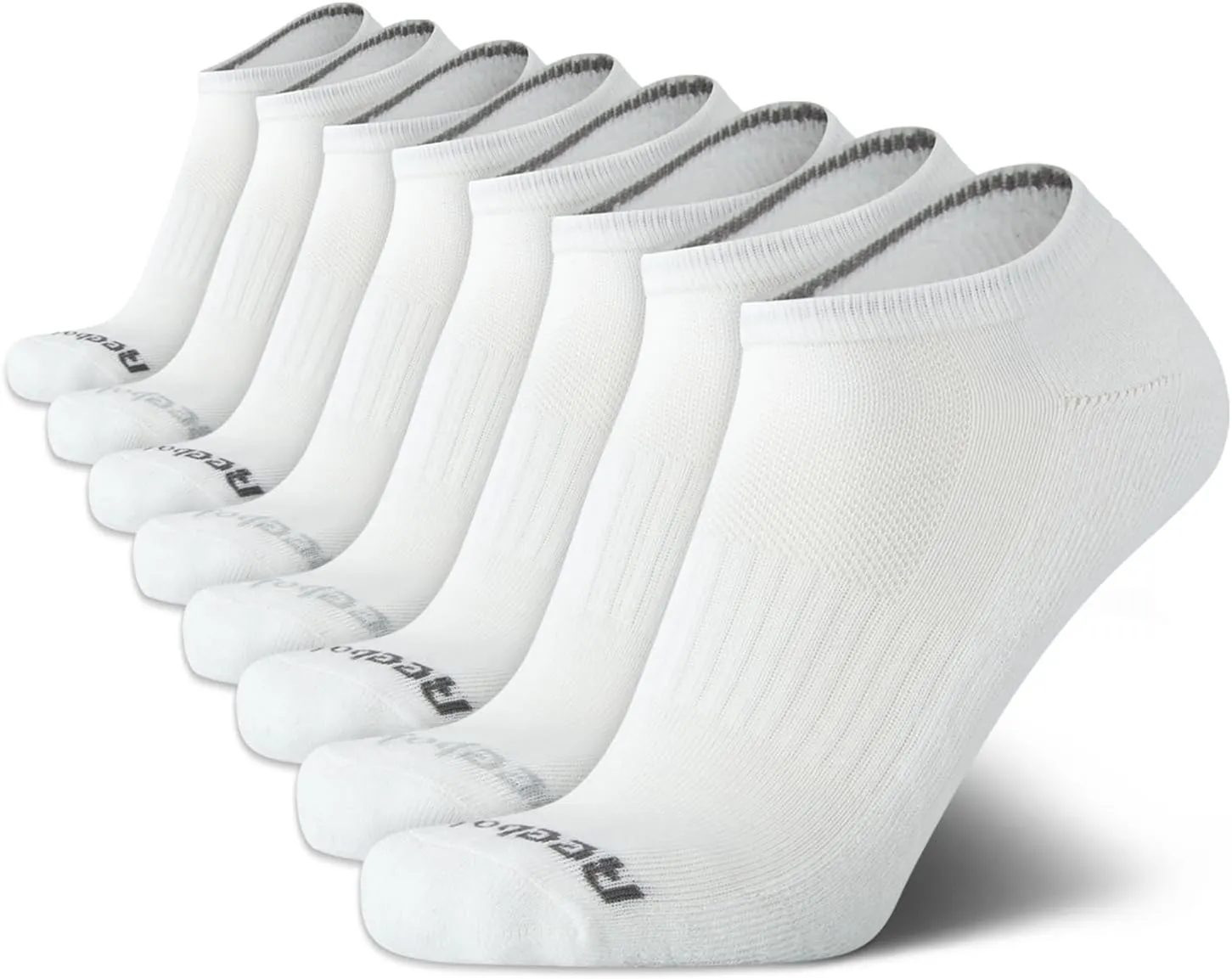 Reebok Mens Low Cut Socks - 8 Pack Stretch Performance Basic No Show - Flat Athletic Socks for Men (Shoe Size 6-12.5)