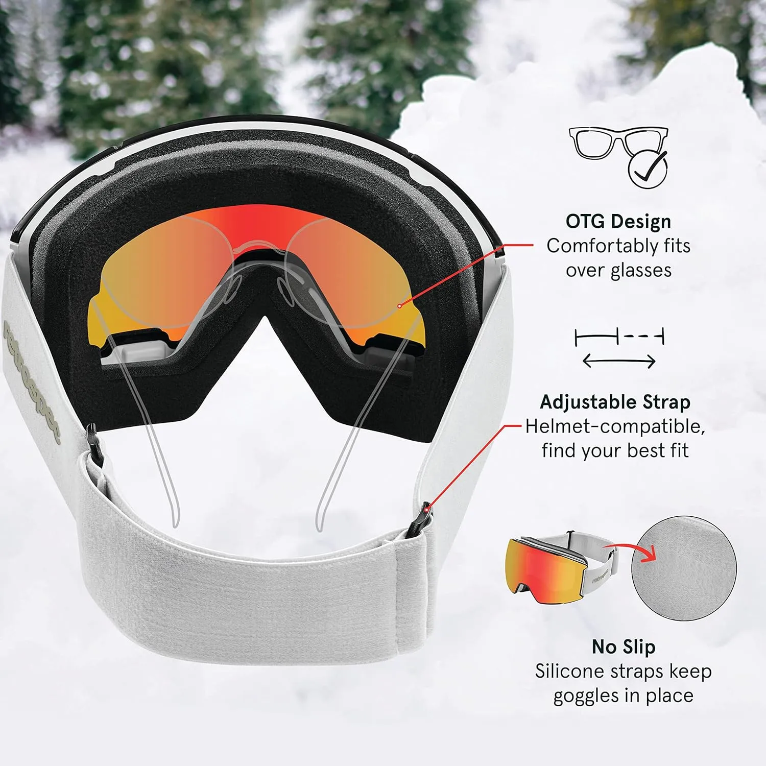 Retrospec Zenith Ski Goggles - Snowboard Goggles for Men, Women, Boys & Girls - 100% UV Protection, Anti-Fog Snow Goggles