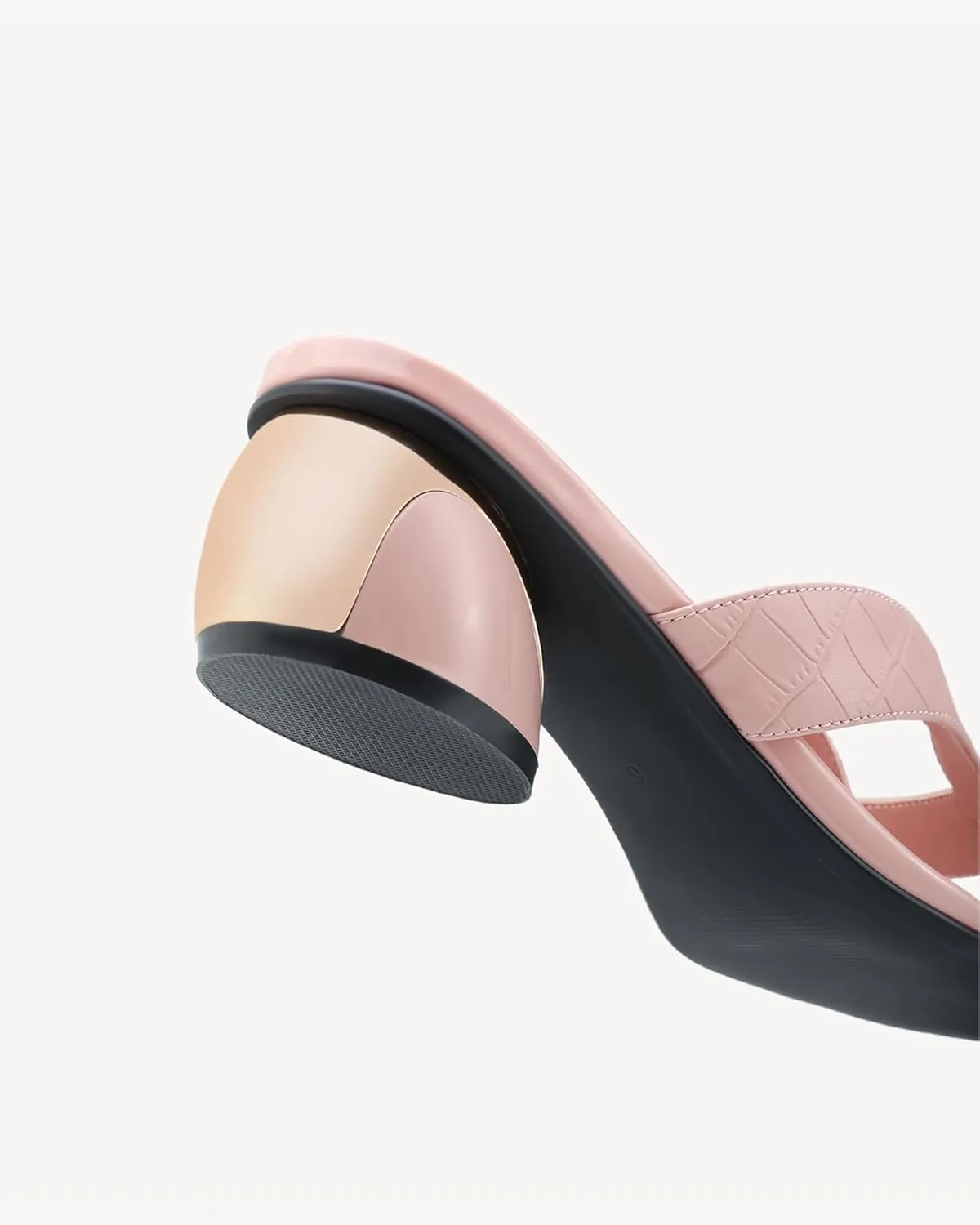 Round Toe Womens Sandals, Open Toe Heeled Mules for Wide Feet