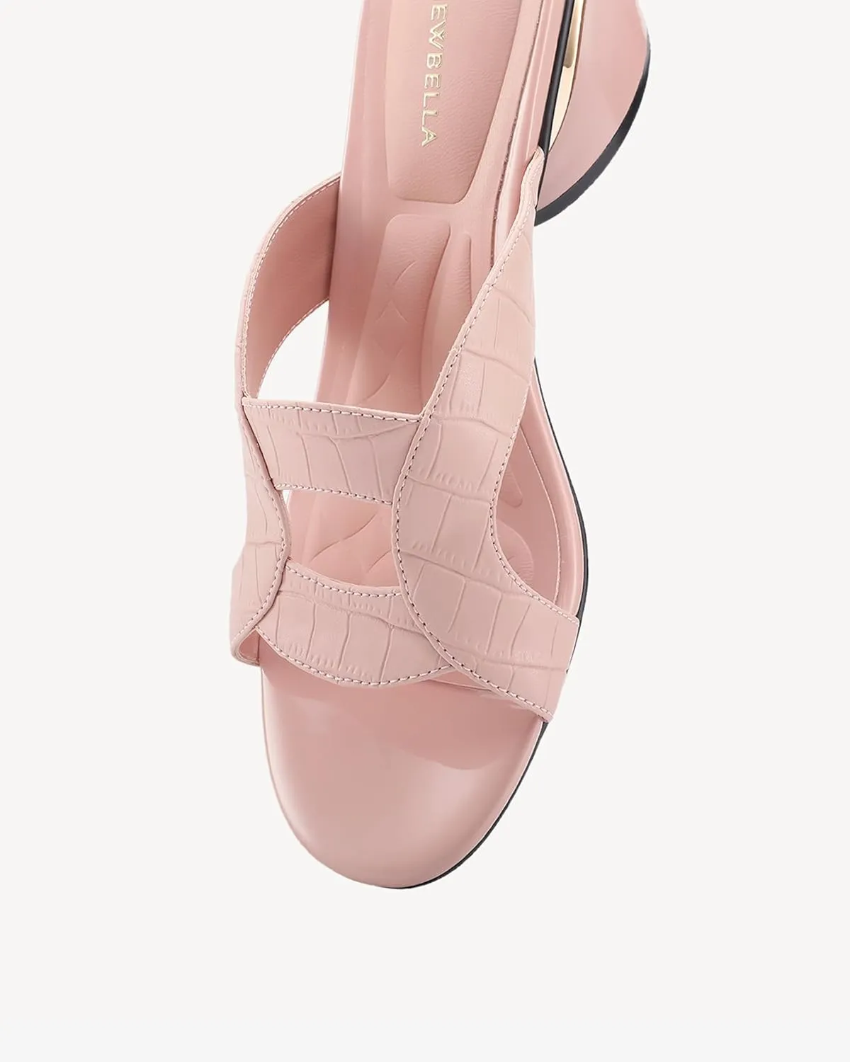 Round Toe Womens Sandals, Open Toe Heeled Mules for Wide Feet