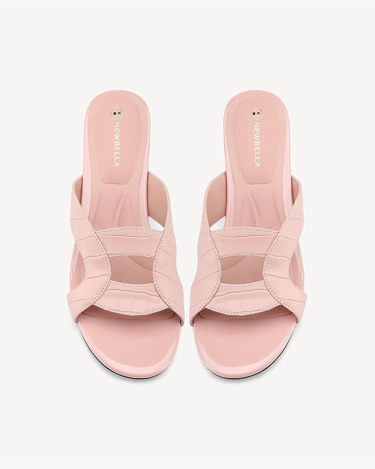 Round Toe Womens Sandals, Open Toe Heeled Mules for Wide Feet