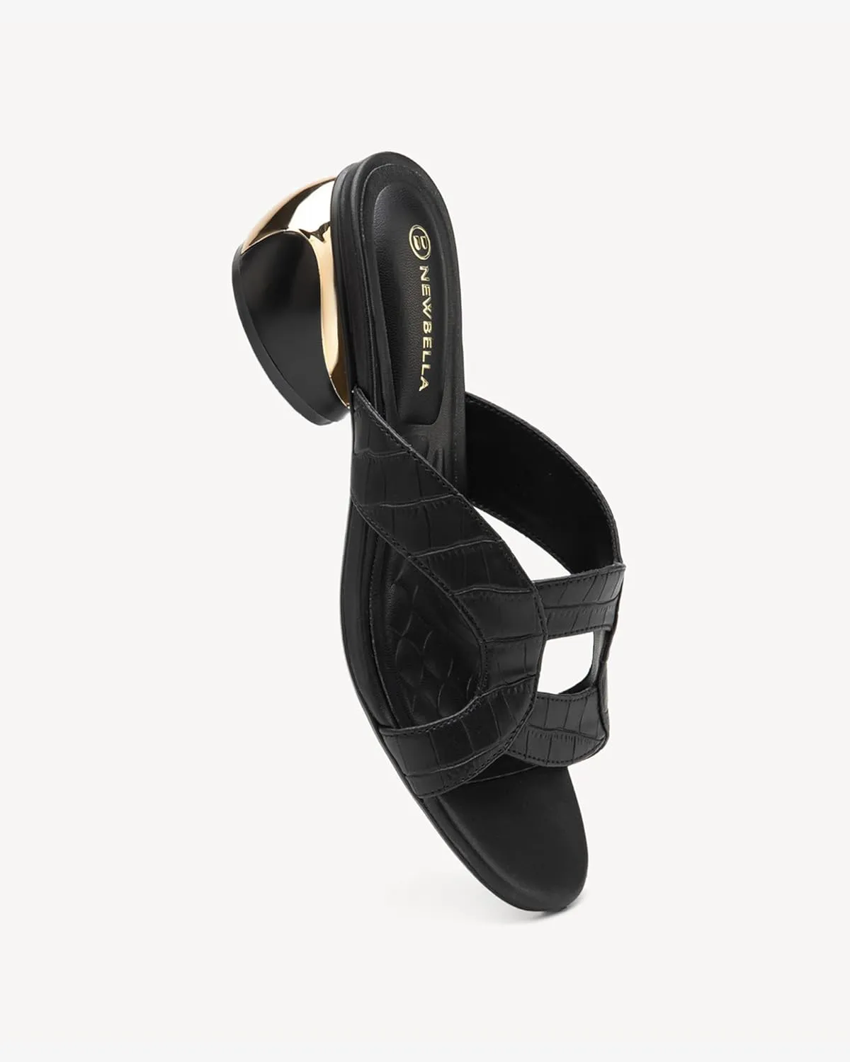 Round Toe Womens Sandals, Open Toe Heeled Mules for Wide Feet