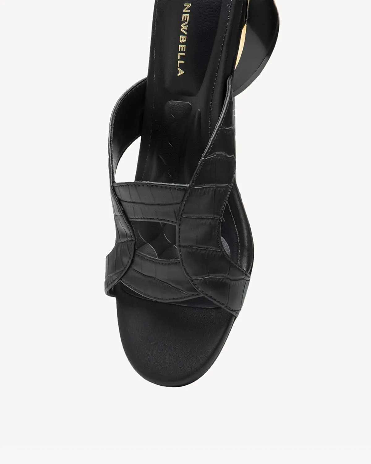 Round Toe Womens Sandals, Open Toe Heeled Mules for Wide Feet