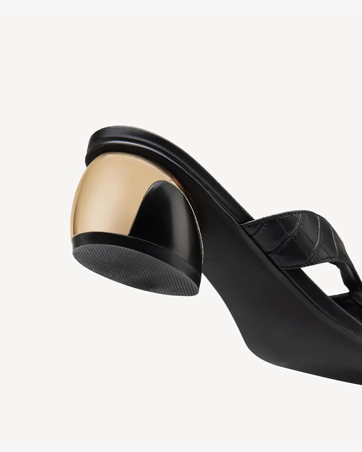 Round Toe Womens Sandals, Open Toe Heeled Mules for Wide Feet