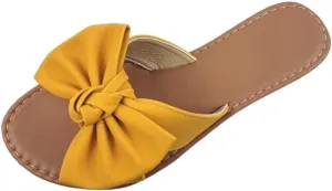 SAMANTHA Sandals Slip On Slide Flat with Twist Knot Bow