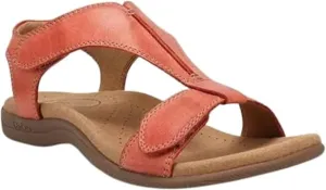 Sandals for Women Casual Summer Leather Sandal Platform Wedge Sandal Comfort Arch Support Cooling Gel Padding and an Adjustable Fit Walking Comfort Sandals,Red,US11/EU43