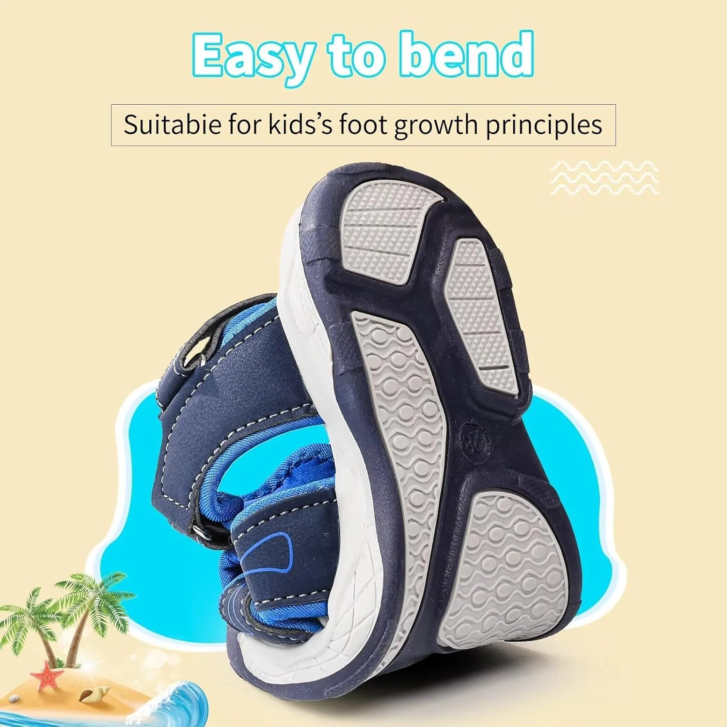 seannel Kids Athletic Sandals Boys and Girls Outdoor Hiking Sports Closed-Toe Sandal Pool Beach Shoes Summer Water shoes