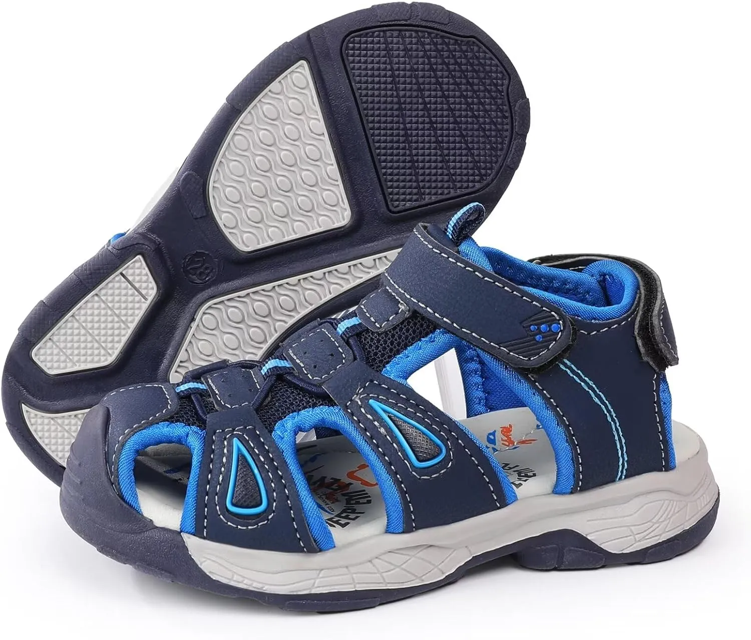 seannel Kids Athletic Sandals Boys and Girls Outdoor Hiking Sports Closed-Toe Sandal Pool Beach Shoes Summer Water shoes