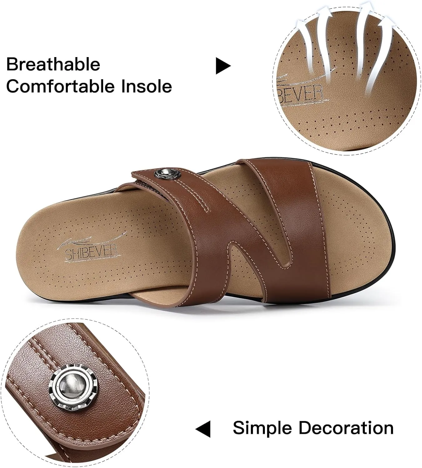 SHIBEVER Flat Sandals For Women Dressy: Comfortable Summer - Slip On Arch Support Flats Sandal