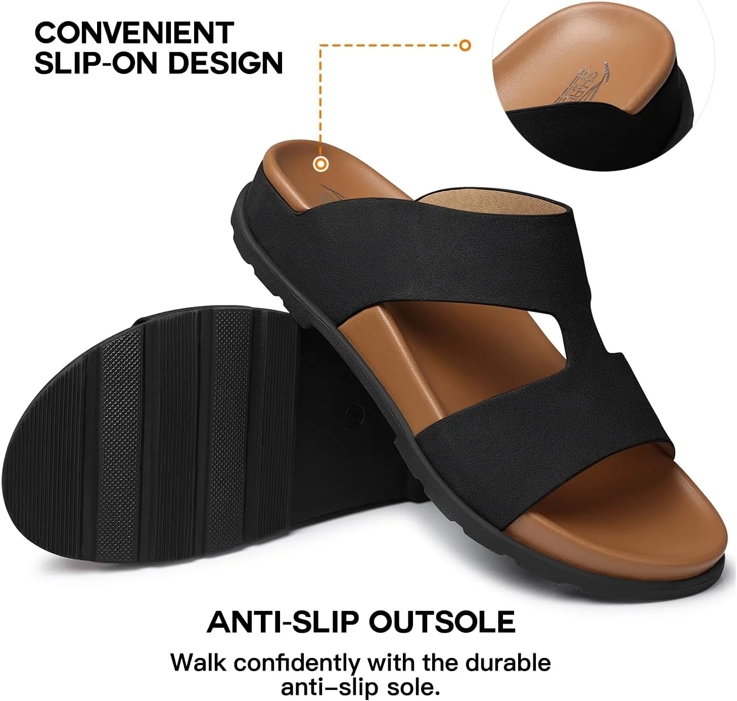 SHIBEVER Flat Sandals for Women Dressy: Summer Arch Support Comfortable Slip On Slide Sandal