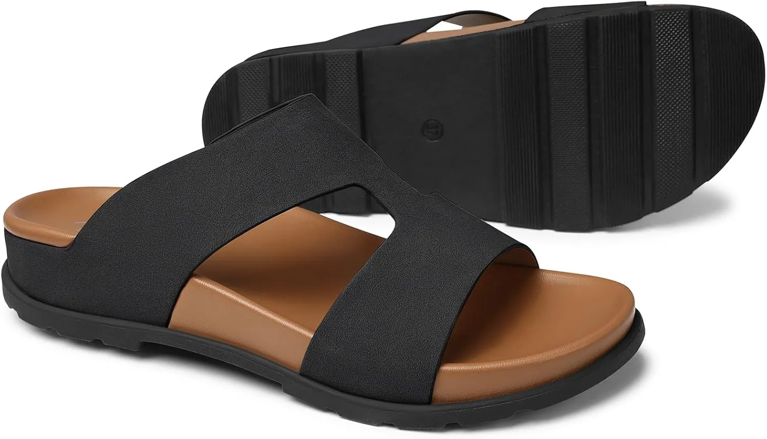 SHIBEVER Flat Sandals for Women Dressy: Summer Arch Support Comfortable Slip On Slide Sandal