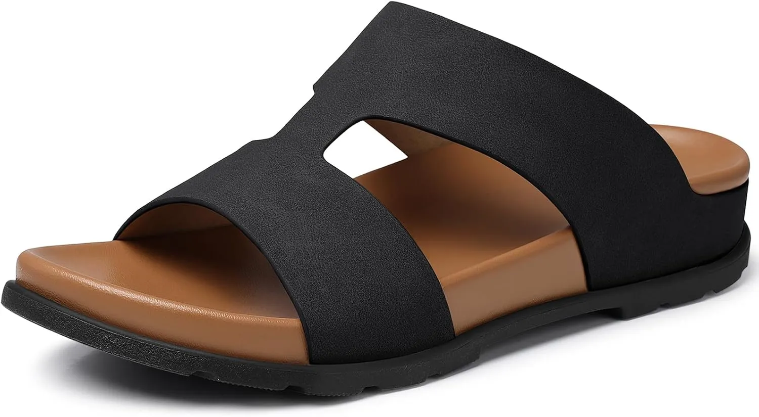 SHIBEVER Flat Sandals for Women Dressy: Summer Arch Support Comfortable Slip On Slide Sandal