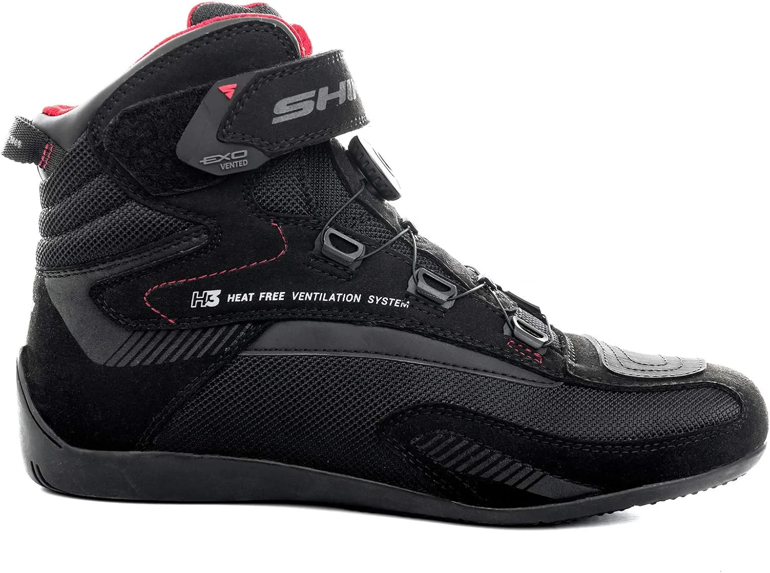 SHIMA EXO Vented Lady, Motorcycle Shoes for Women - Breathable, Reinforced Street Riding Shoes with ATOP Closure System, Ankle Support, Anti-Slip Sole, Gear Pad (Black, 8,5)