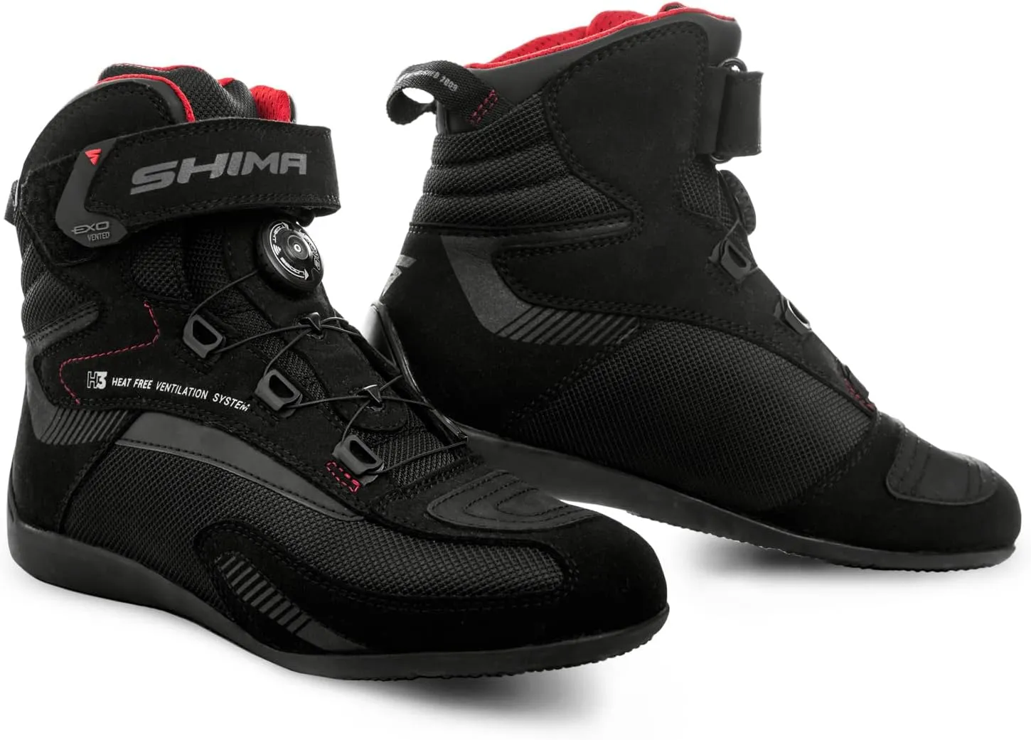 SHIMA EXO Vented Lady, Motorcycle Shoes for Women - Breathable, Reinforced Street Riding Shoes with ATOP Closure System, Ankle Support, Anti-Slip Sole, Gear Pad (Black, 8,5)