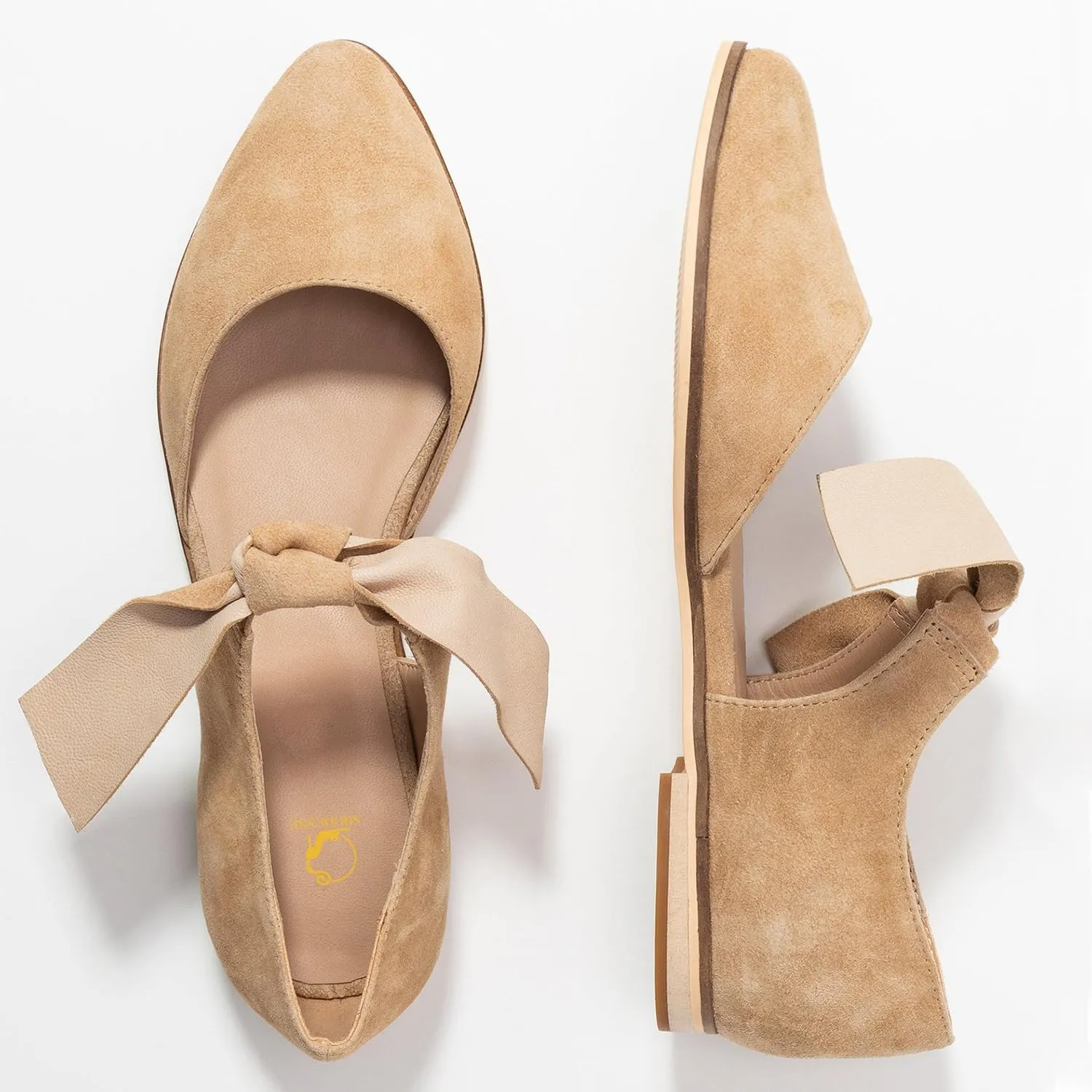 SHODENSE Women Pointed Toe Bow Flat Shoes Ankle Strap Suede Slip on Ballet Flats Lace Up Vintage Flat Heel Sandal Booties Bow Tie Side Cut Comfort Casual Walking Office Ladies Driver Flats 4-11 M US