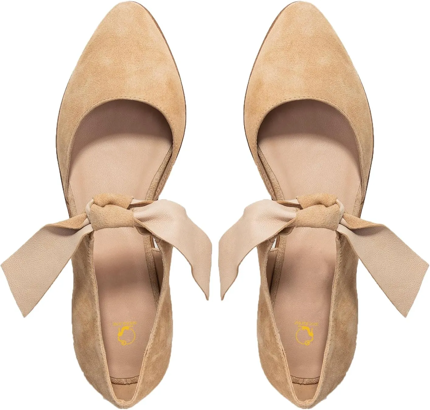 SHODENSE Women Pointed Toe Bow Flat Shoes Ankle Strap Suede Slip on Ballet Flats Lace Up Vintage Flat Heel Sandal Booties Bow Tie Side Cut Comfort Casual Walking Office Ladies Driver Flats 4-11 M US