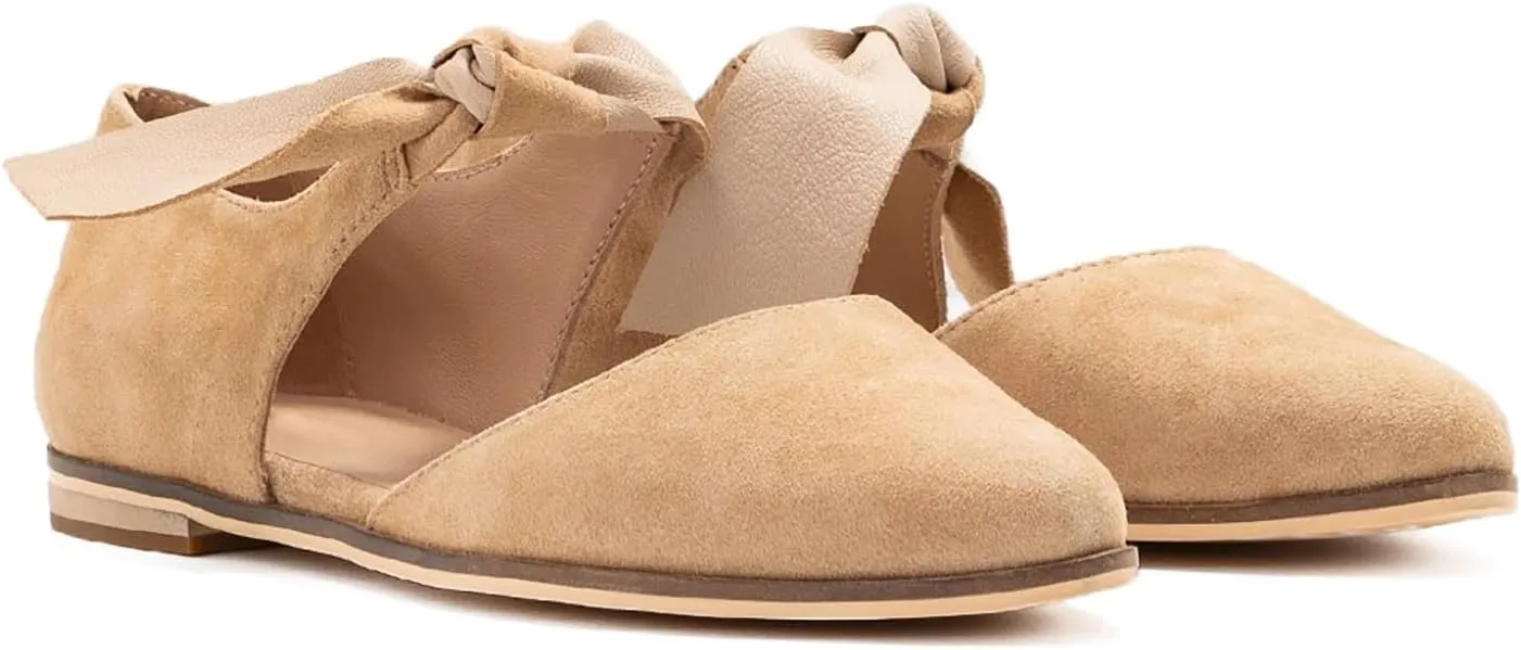 SHODENSE Women Pointed Toe Bow Flat Shoes Ankle Strap Suede Slip on Ballet Flats Lace Up Vintage Flat Heel Sandal Booties Bow Tie Side Cut Comfort Casual Walking Office Ladies Driver Flats 4-11 M US