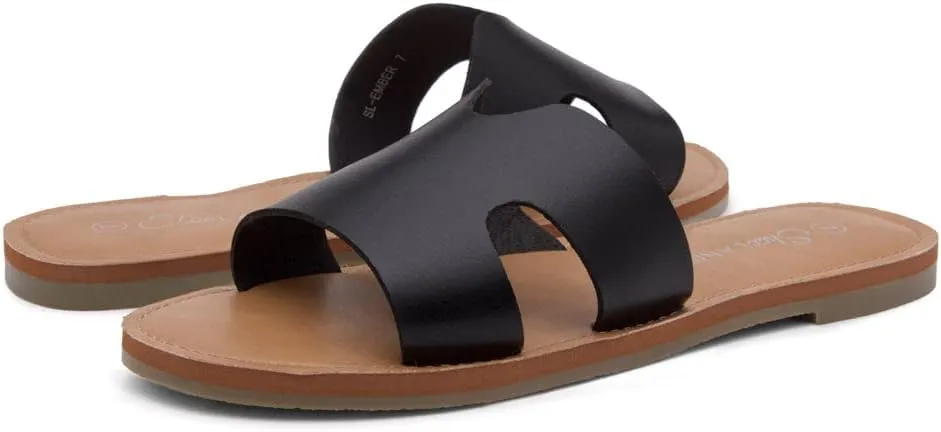 Shoe Land Women’s Flat Sandals – Comfortable Round Toe Casual Slides | Dressy Summer Mules with Cushioned Footbed | Travel, Beach & Everyday Slip-On Sandals 2025