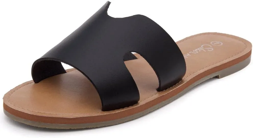 Shoe Land Women’s Flat Sandals – Comfortable Round Toe Casual Slides | Dressy Summer Mules with Cushioned Footbed | Travel, Beach & Everyday Slip-On Sandals 2025