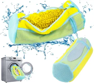 Shoe Washing Bags for Washing Machine – Durable Shoe Washing Machine Bags for All Shoe Types Sizes (Yellow 2PCS）