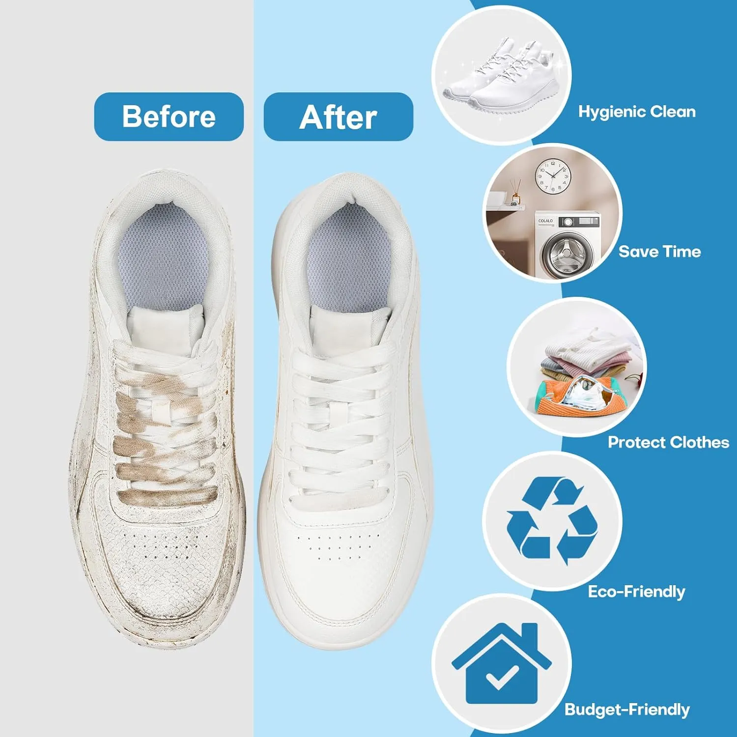 Shoe Washing Machine Bag: Laundry Shoe Bag for Washer and Dryer - 2pc Reusable Shoe Cleaning Bag for Sneaker Tennis Shoes Unstain Cleaner Kit(2 Pcs)